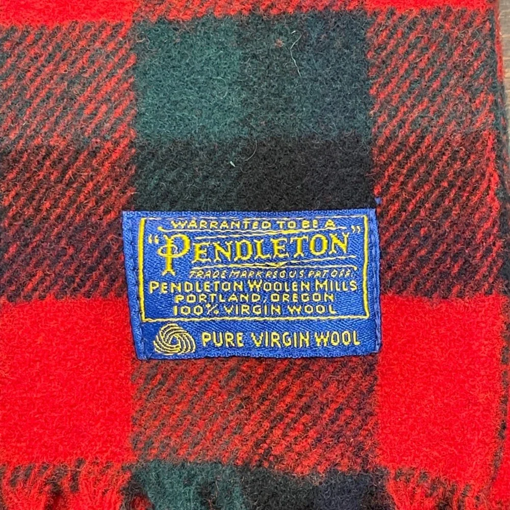 Vintage Pendleton Robe In A Bag Red Buffalo Plaid Wool Blanket Seat Cushion Set
